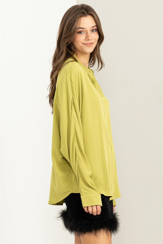 Chic and Simple Oversized Shirt in Matcha