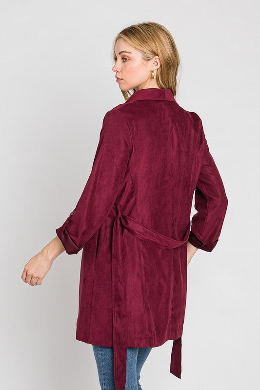 Lightweight Wrap Coat in Merlot